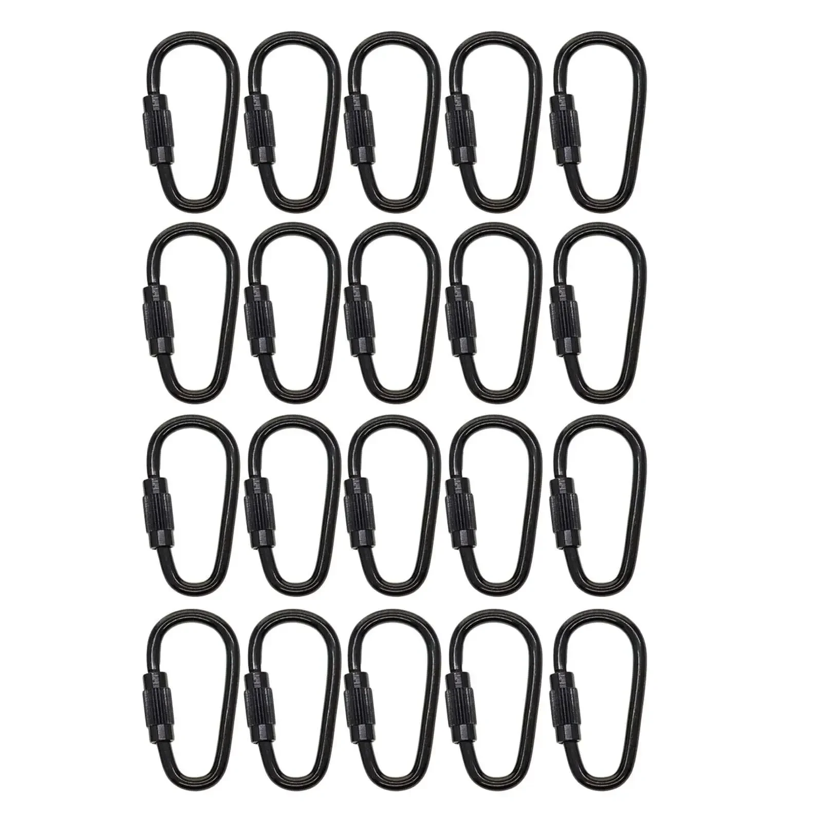 

20Pcs Small Locking Carabiner Clip Screw Lock Carabiner Steel Black Hanging