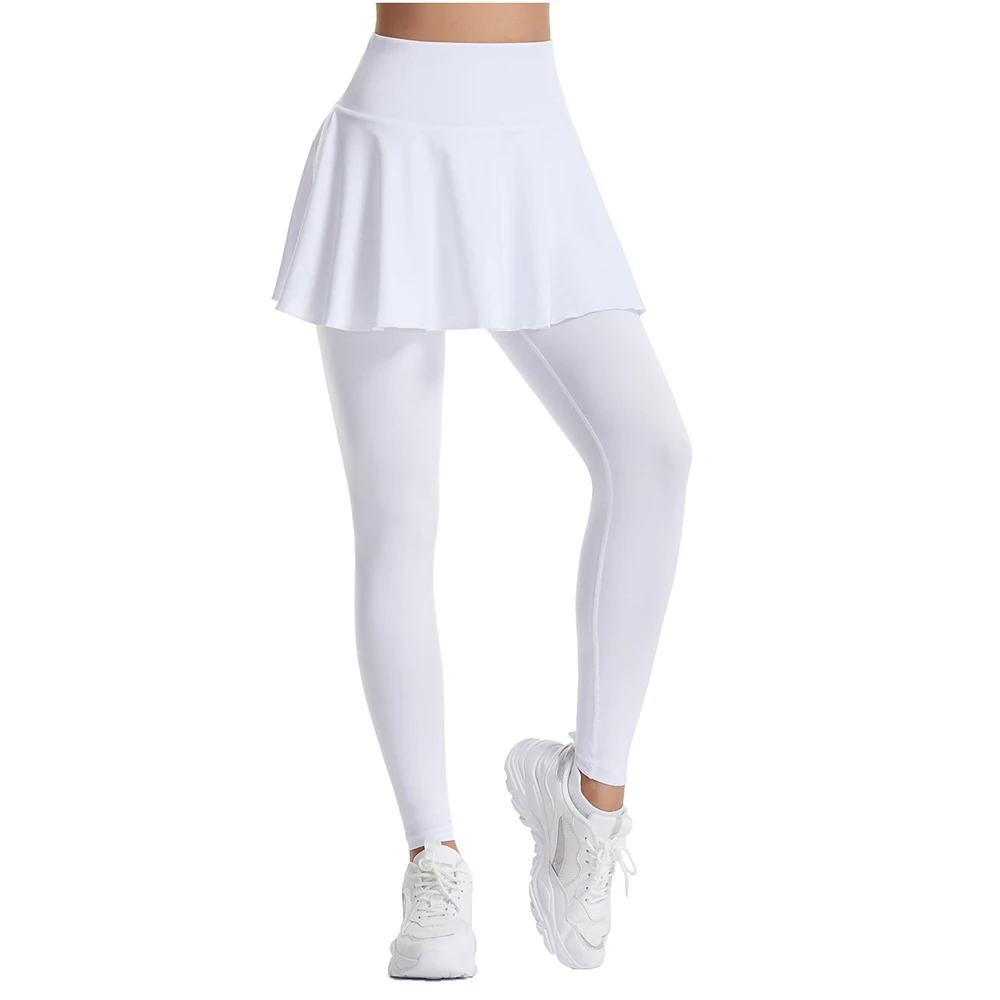 Pleated Skirt Leggings Tennis 2 In1 Pants Women Pocket Tights Girl Fitness High Waist Active Skort Running Gym Yoga Sportswear