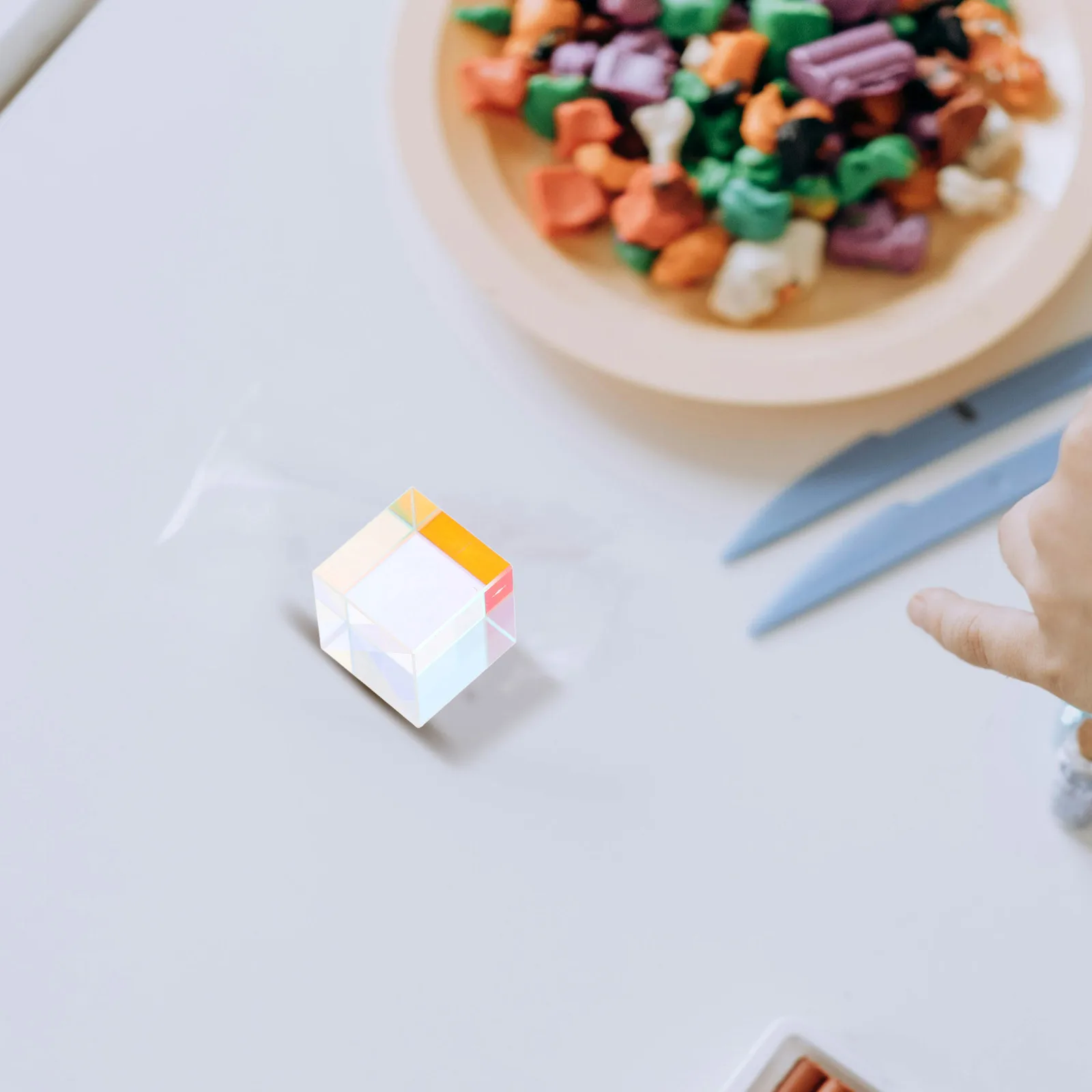 Prism Cube Optical Glass for Physics Demonstrations Desktop Decoration Light Spectrum Experiment Science Learning Tool