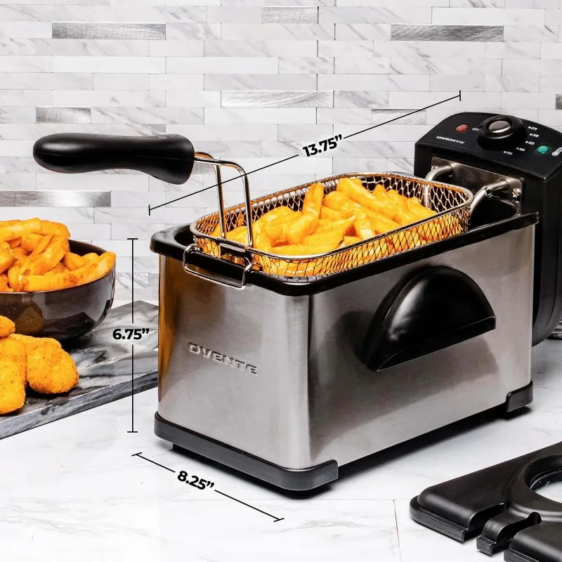 Electric Deep Fryer 2 Liter Capacity, with Viewing Window and Odor Filter, Adjustable Temperature&Removable Frying Basket