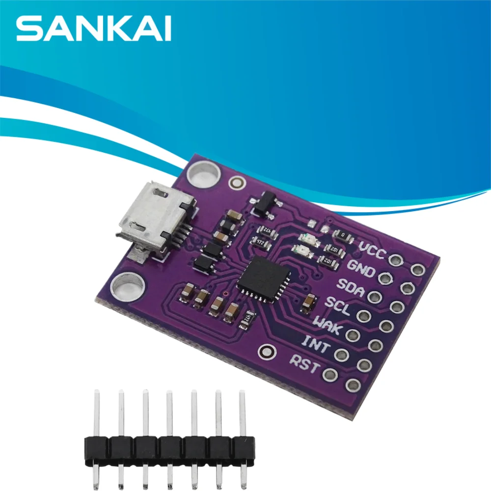 CP2112 USB to SMBus/I2C Bridge Board, MicroUSB, 12Mbps, 8 GPIO, Windows/Mac/Linux