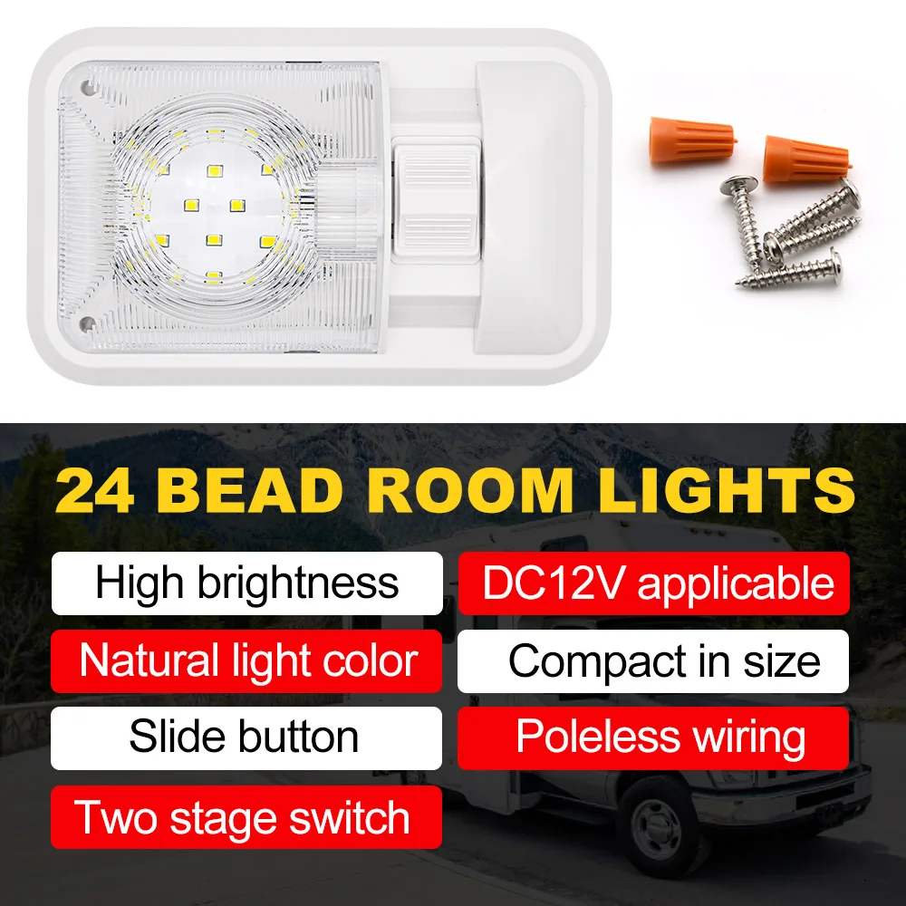 12V-24V RV Interior Lights Cabinet Lamp LED Ceiling Dome Light Interior Lighting for Trailer Caravan Camper Cars Truck Boats