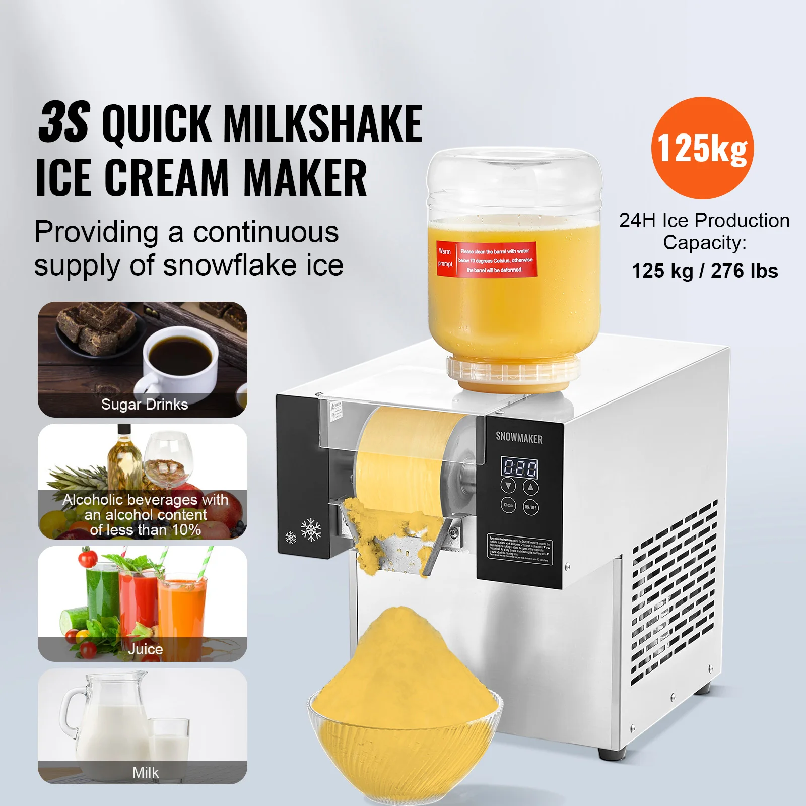 ماكينة صنع الثلج التجارية Succebuy من الفولاذ المقاوم للصدأ نظام تبريد الهواء وتبديد الحرارة السريع لمقهى المخابز