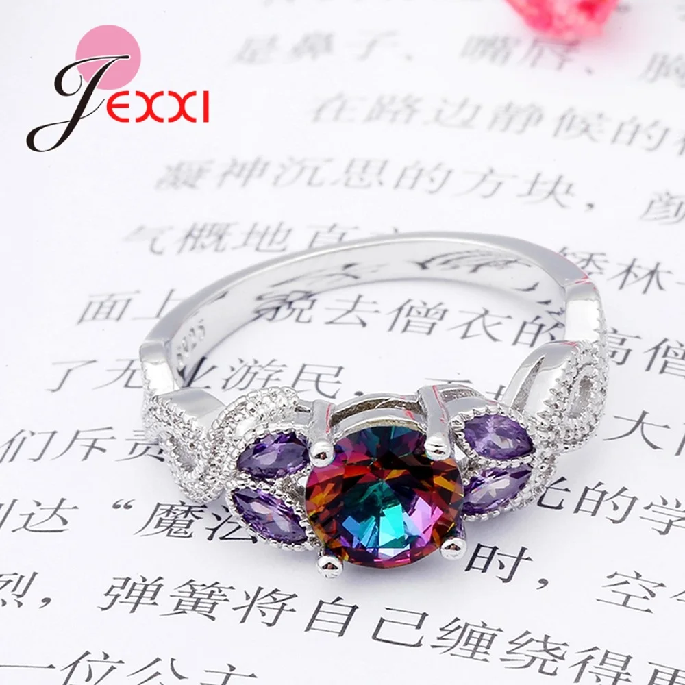Top Quality Ring Vintage 925 Sterling Silver Rings Rainbow Bague Women Engagement Decoration Multicolor Fashion Ring