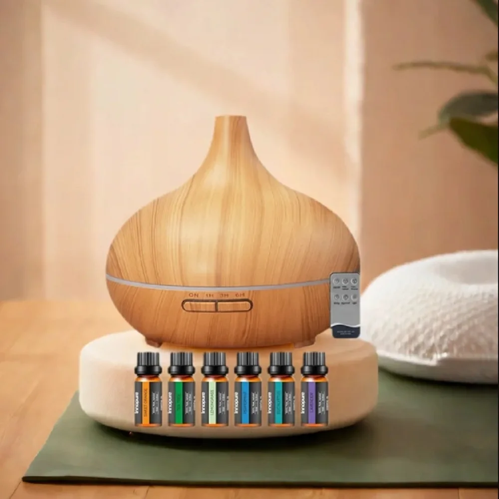

Luxury 6-Oil Diffuser Set | Ultrasonic Humidification Meets Chromotherapy for Ultimate Relaxation With 7 Color Changing & Remote