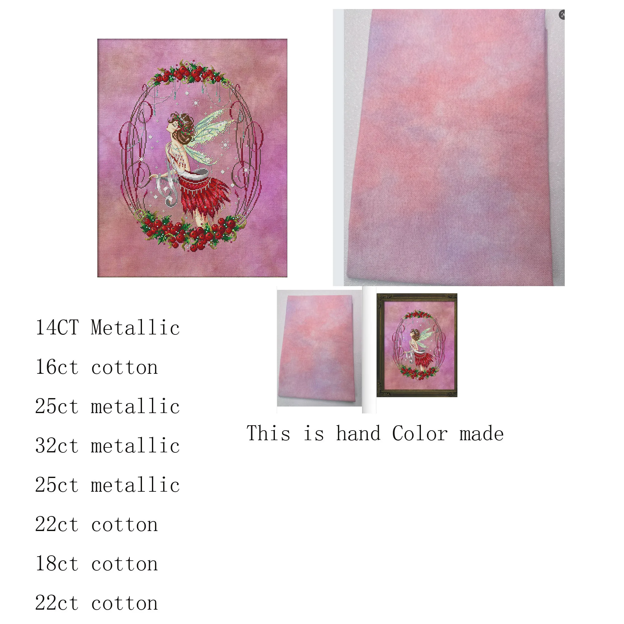 

Cross Stitch Kits, Embroidery, Cotton Thread, DIY, Autumn, Fairy Lady, Aida Fabric,BF Berry Elf 39-49 HAND color aida