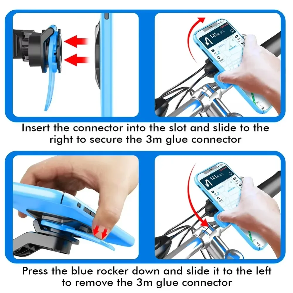 Motorcycle Bike Phone Holder Phone Bracket Vibration Damper Bike Handlebar 360° Rotatable Navigation Support image 6