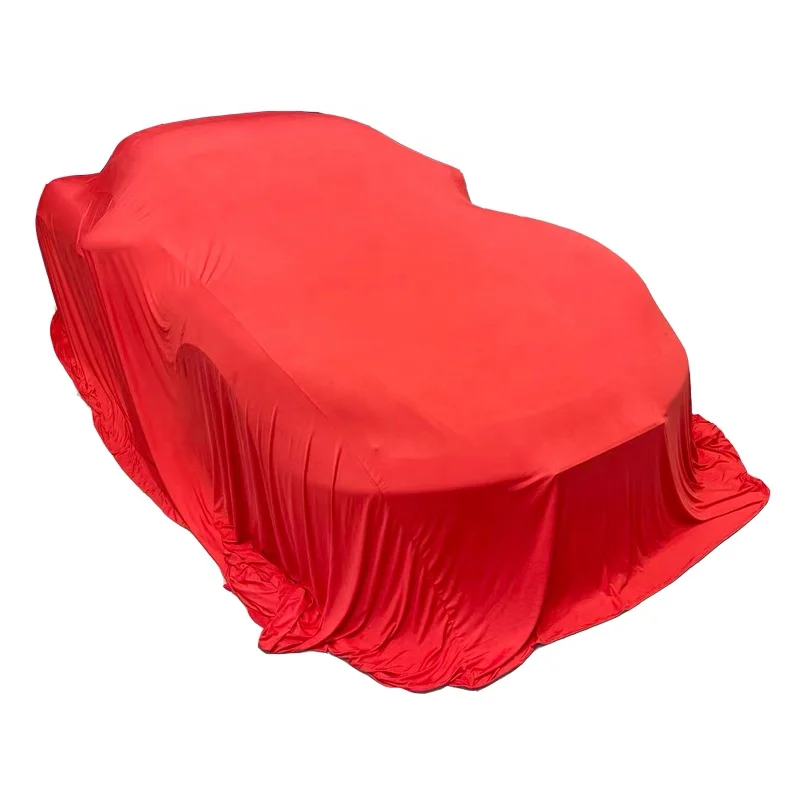 Custom Promotion Satin Car Cover Veichle Show Velvet Cloth Indoor Exhibition Car Cover Super Soft Car Reveal Cover with logo