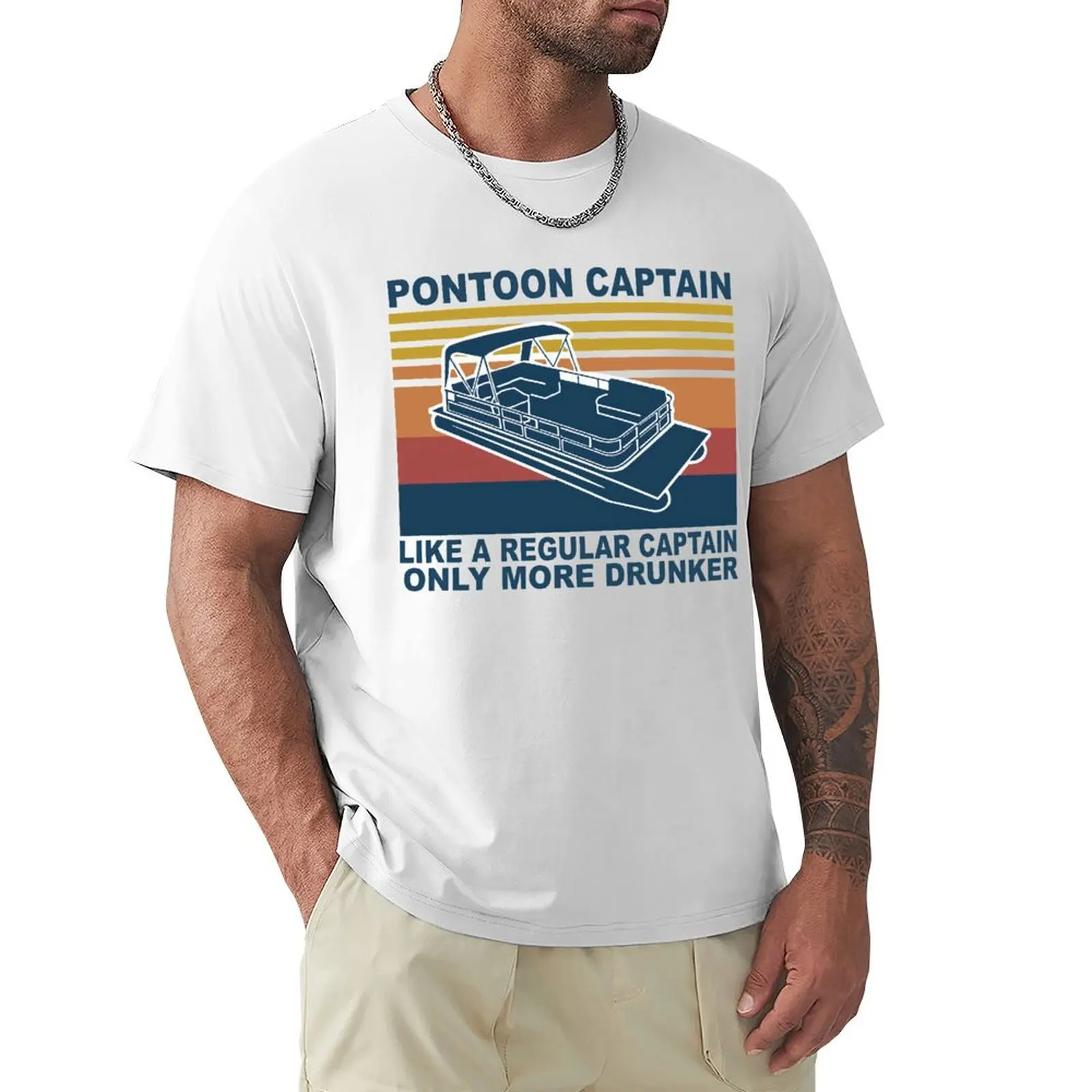 

Pontoon Captain Like A Regular Captain Only More Drunker Vintage T Shirt Harajuku Short Sleeve T-shirt 100% Cotton Graphics Tshi