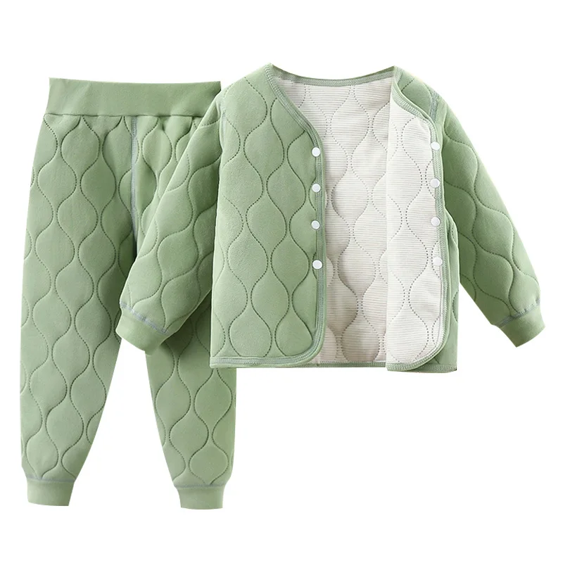 

Детский теплый костюм без костей, утолщенная школьная форма, хлопковые штаны с тремя слоями сэндвич-хлопчатого цвета, мужские и