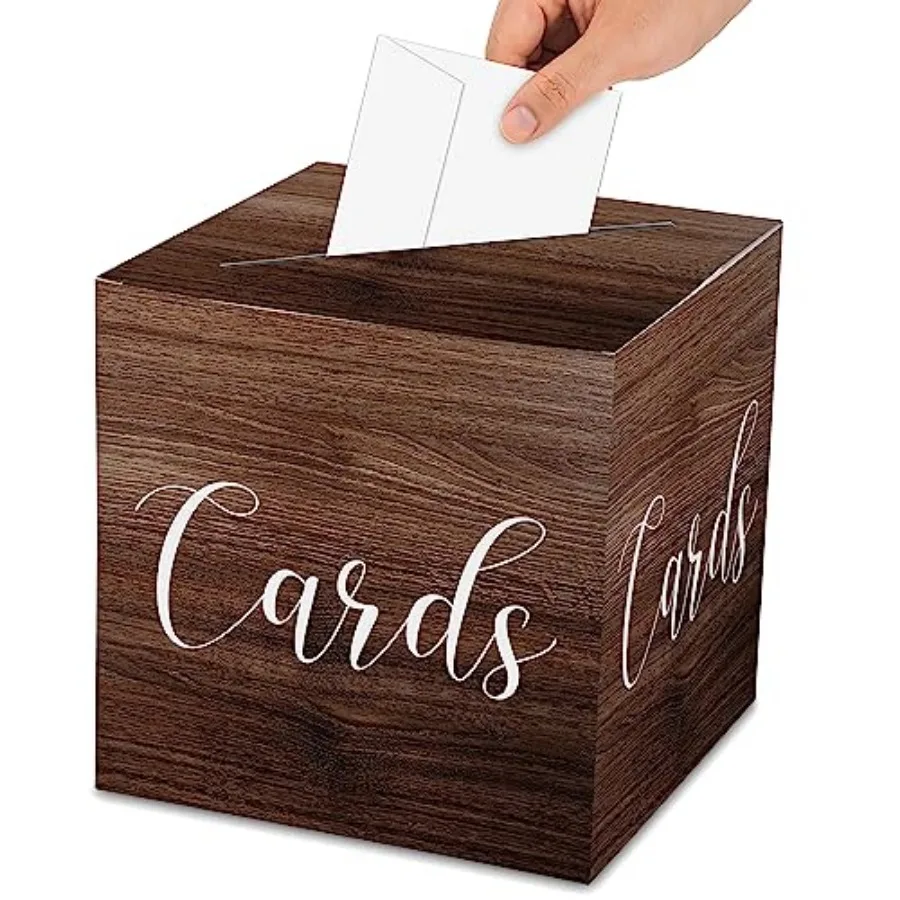

Wood Pattern Card Box 1 Set Card Receiving Box for Gift Envelope Money Wedding Bridal Baby Shower Birthday Graduation Party Sup