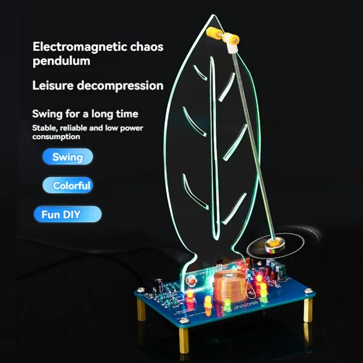 newT77 Electromagnetic Swing DIY Electronic Kits Magnetic Levitation Moving Flowing Lights Soldering Practice Loose Parts