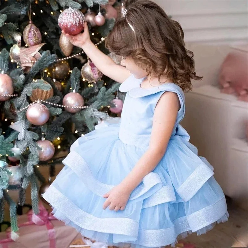 Vestidos de flores para niña, vestido de tul hinchado, bonito vestido de fiesta de boda, regalo de Navidad