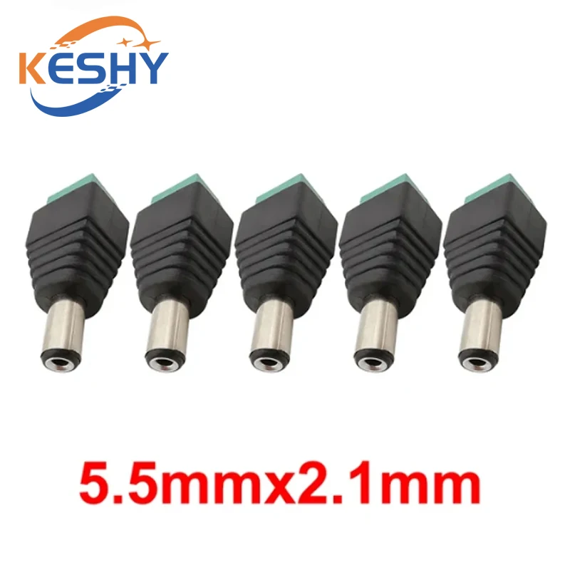 5Pcs 5.5 x 2.1mm 5.5 x 2.5mm DC Power Male Female Plug Jack Connector Adapter For 3528 5050 LED Strip Light Camera
