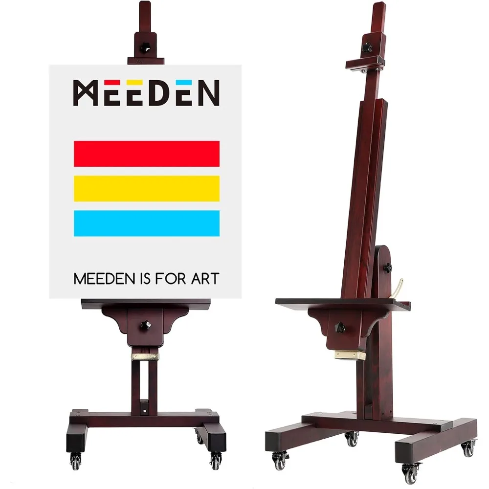 Extra Large Studio Easel, Professional Artist Easel, Heavy Duty Floor Easel, Tilts Flat Easily