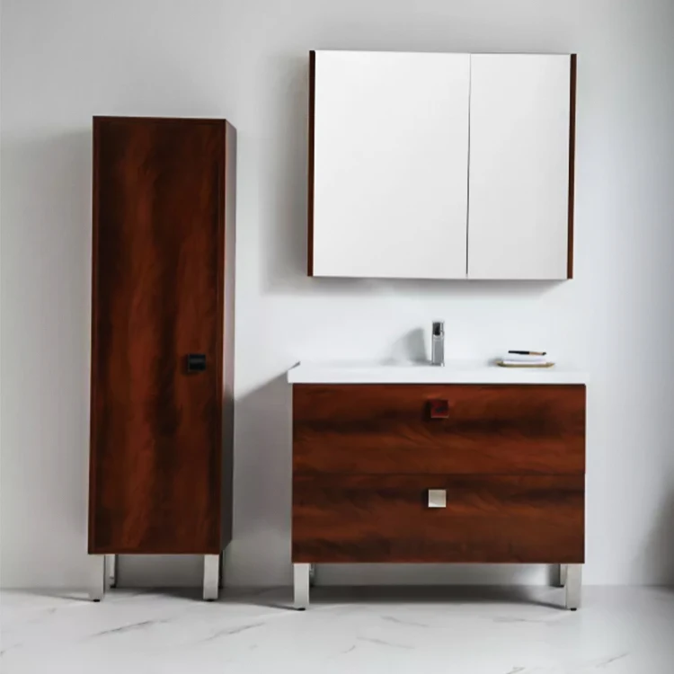 Modern Simple Light Luxury Customized Bathroom Sink Cabinet With Mirror Solid Wood For Home Hotel Bathroom
