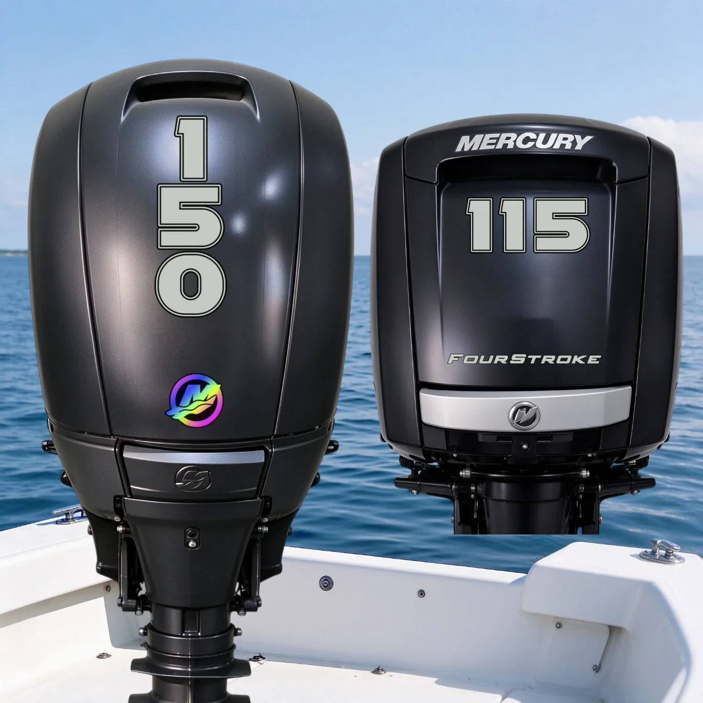 Outboard Engine Stickers 115HP 150 HP FOURSTROKE Waterproof Vinyl Decal Low Emissions Boat Refurbishment Accessories For Mercury
