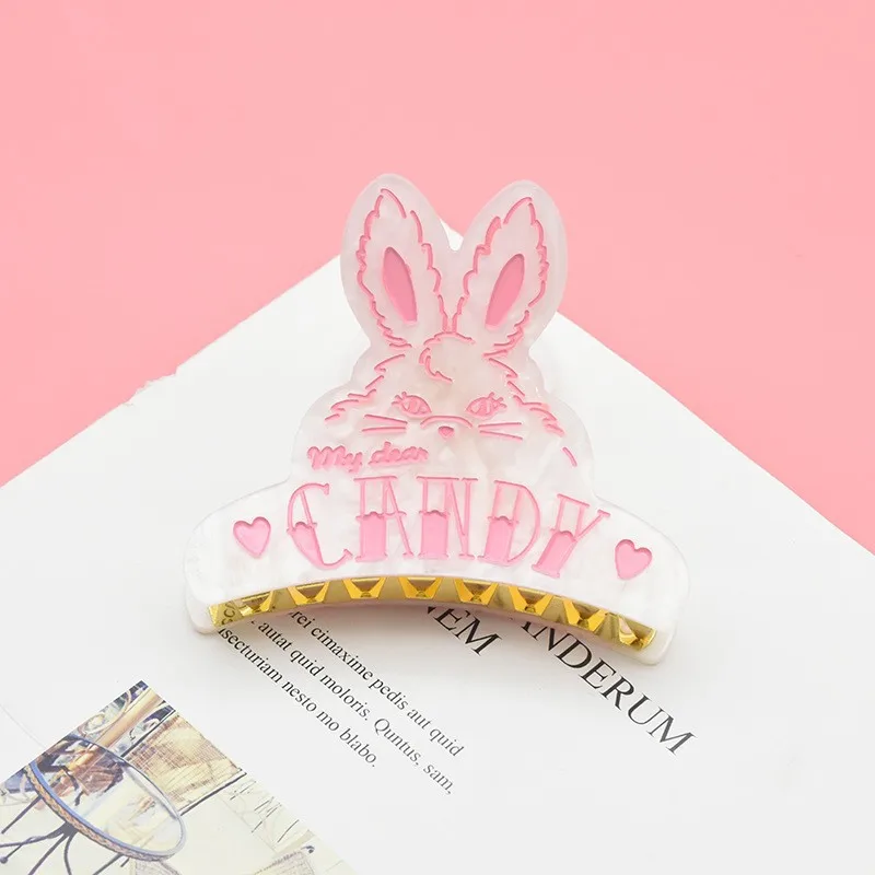 Big Sale Cute Cartoon Rabbit Hair Claw Clip Unique Design Camellia Crab Hair Clip Elegant Sweet Hair Accessories for Woman