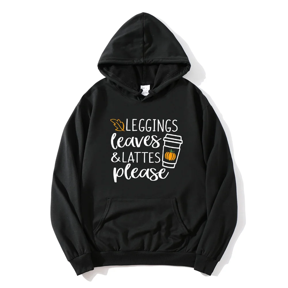 Pumpkin Sweatshirts Fall Hoodie Happy Fall Kawaii Clothes Pumpkin Spice Tops Leaves Lattes Sweatshirt Aesthetic