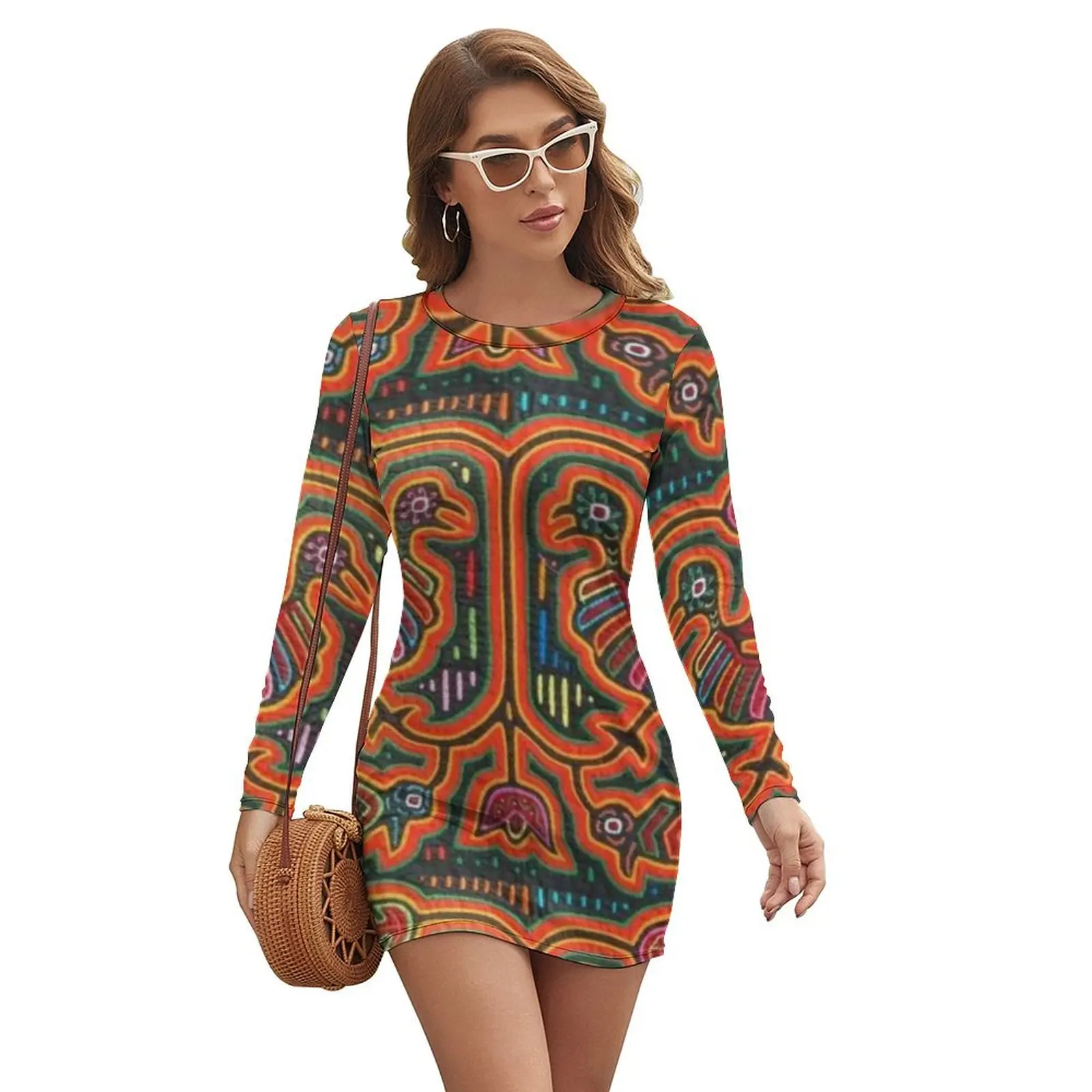 

Mola de Panama Long-sleeved Dress dress for women Women's clothing