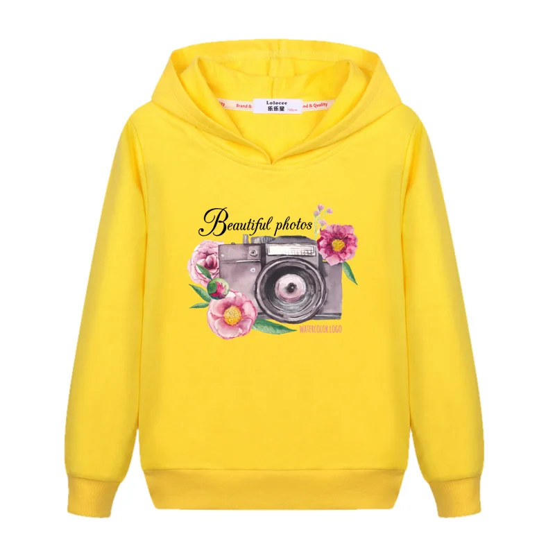 Aimi Lakana Children Spring Wear Clothing Camera Pattern Hoodie Girls Cotton Coat Long Sleeve Sweatshirt