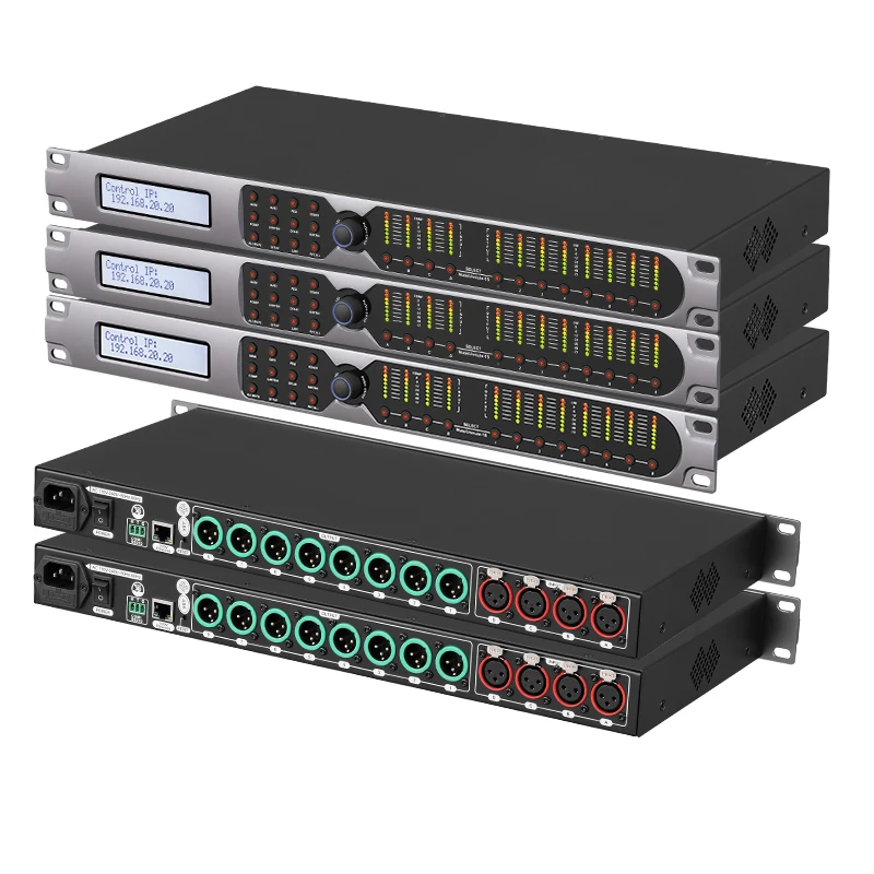 Professional 4-Way Audio Equalizer with Metal Shell Rack Audio Crossover Drive by Speaker Management Processor
