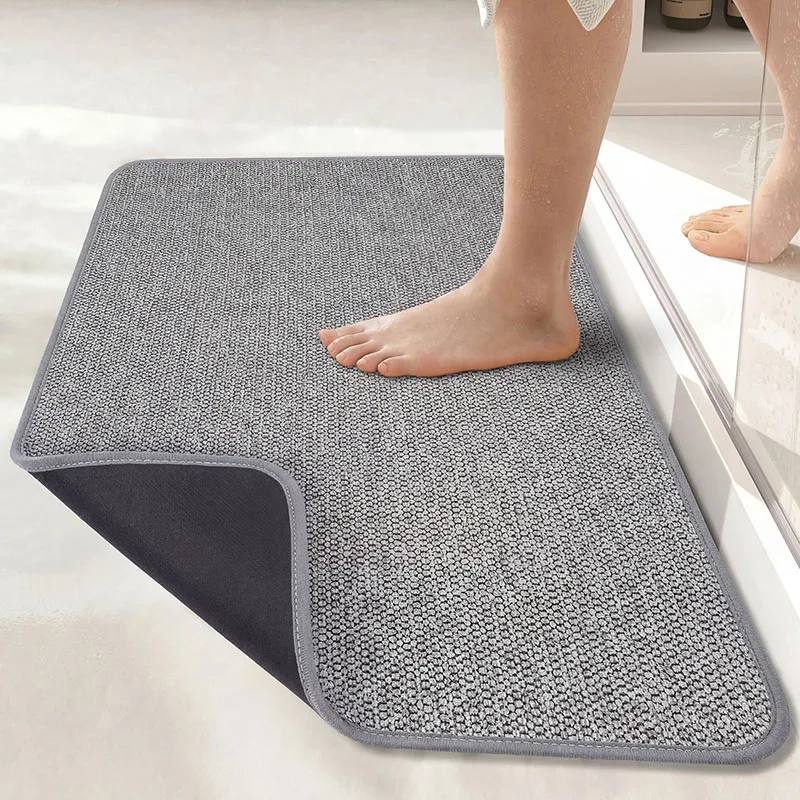 Nordic Solid Color Absorbent Floor Mat Non-Slip Entrance Doormat with Rounded Rubber Sole Quick-Drying Easy-Cleaning Footpad