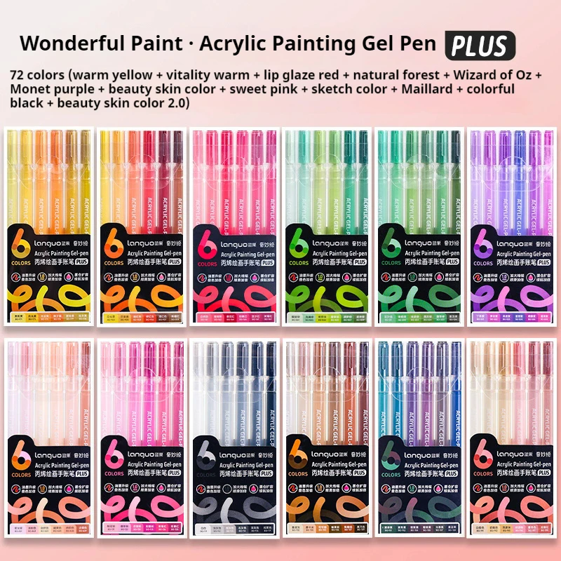 Languo 6/24/36/54/72/90 Kleuren Acryl Schilderen Handboek Pennen Multi-color gel Pen Student Neutrale Pen Schrijven Marker Briefpapier