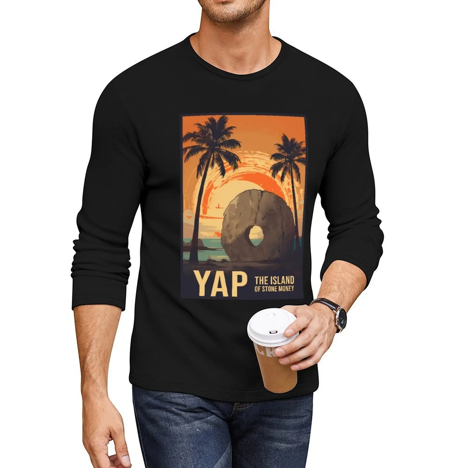 

Yap, The Island of Stone Money Long T-Shirt Oversized t-shirt vintage t shirt hippie clothes plain t-shirt men clothes
