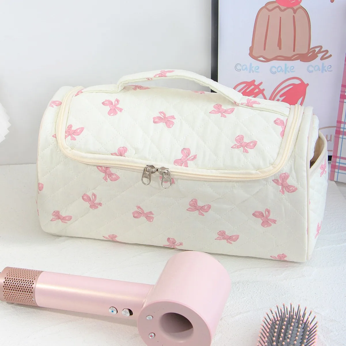 

Женская косметичка-органайзер для путешествий с ручкой, простая сумка для косметических принадлежностей, вместительная сумка для хранения туалетных принадлежностей