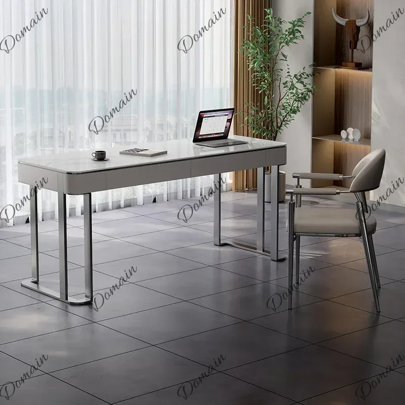 XOffice Work Simple Writing Office Desks Italian Minimalist Rock Plate Designer Modern Office Desks Light Luxury Home Furniture