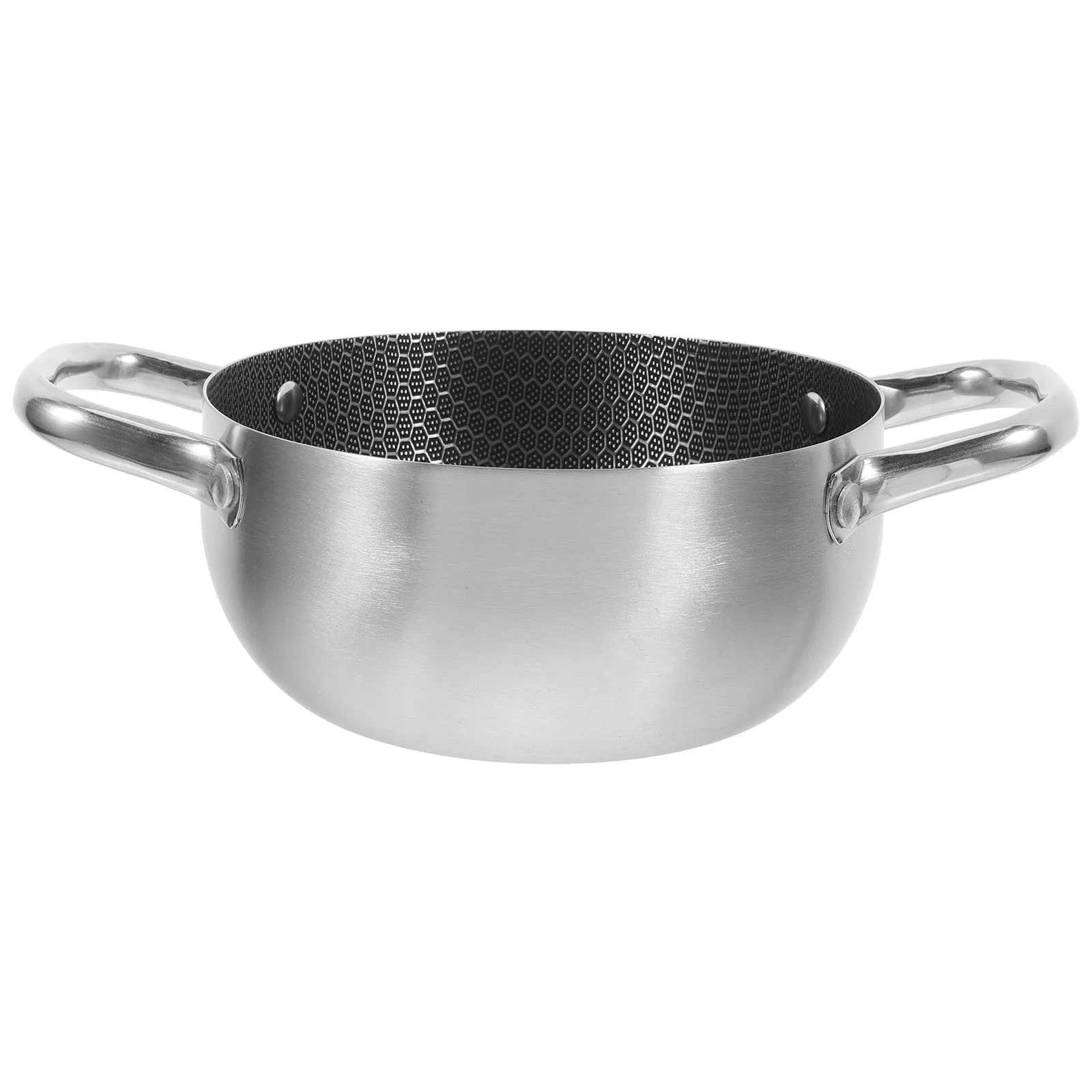 

1pc Double Handle Stainless Steel Non-Stick Stock Soup Cookware For Kitchen Thickened Hot Pot Multi-Purpose Cooking Pot