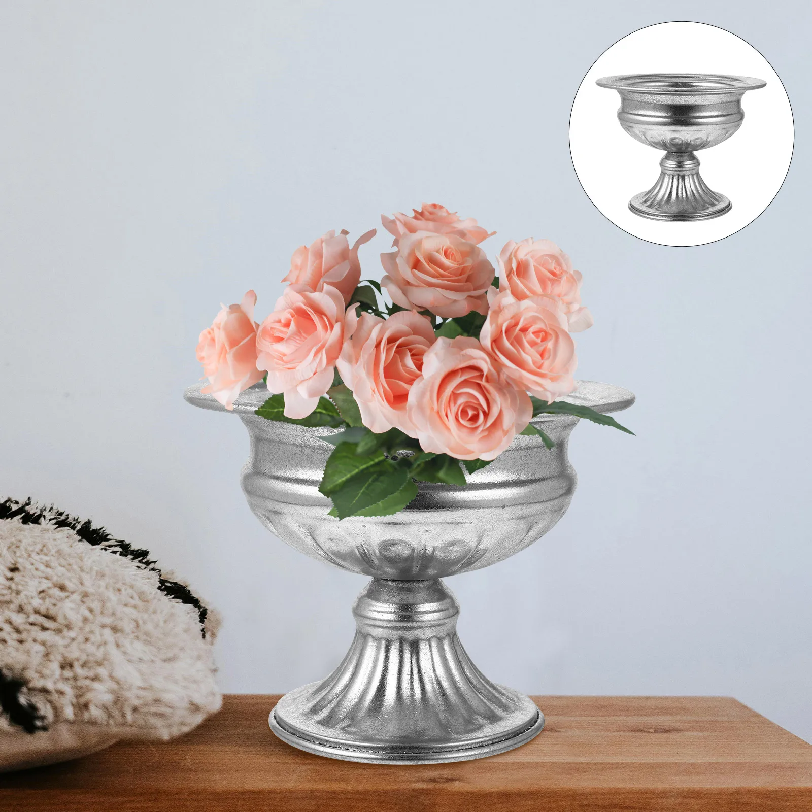 

Retro Metal Flower Pot Vintage Planter Vase Decorations Wedding Garden Home Silver Color Plant Container