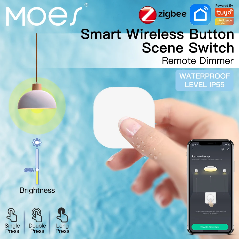 Tuya ZigBee Smart Key Switch Wireless Remote Control Key Controller Multi-scene Linkage Smart Switch Battery Powered Automation