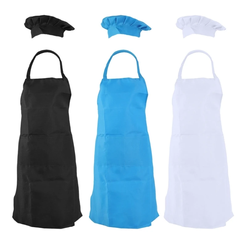 Kitchen Apron Set for Adults Adjustable Size With Hat Baking DIY Cooks Protector