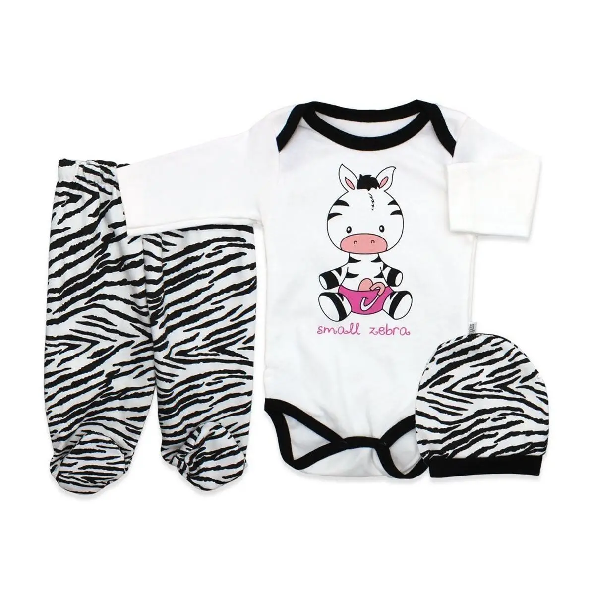 Puppy Zebra printed beret 3-piece suit