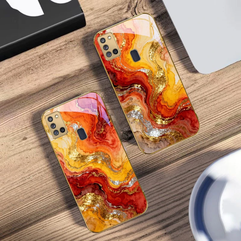 الذهبي ضوء النجوم لسامسونج A 31 32 A33 A34 35 14 A15 13 16 25 26 50 52 53 54 55 56 70 71 72 73 الزجاج الذهبي جراب هاتف