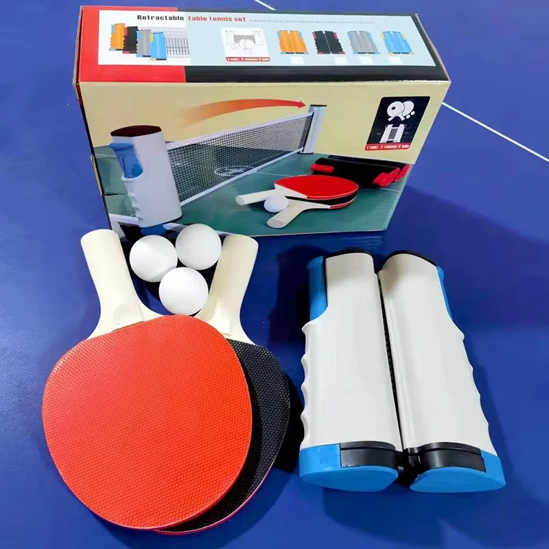 Stretchable Table Tennis Mesh Frame Portable Table Tennis Hand-Held Net Pillar Table Tennis Racquet Combination Set