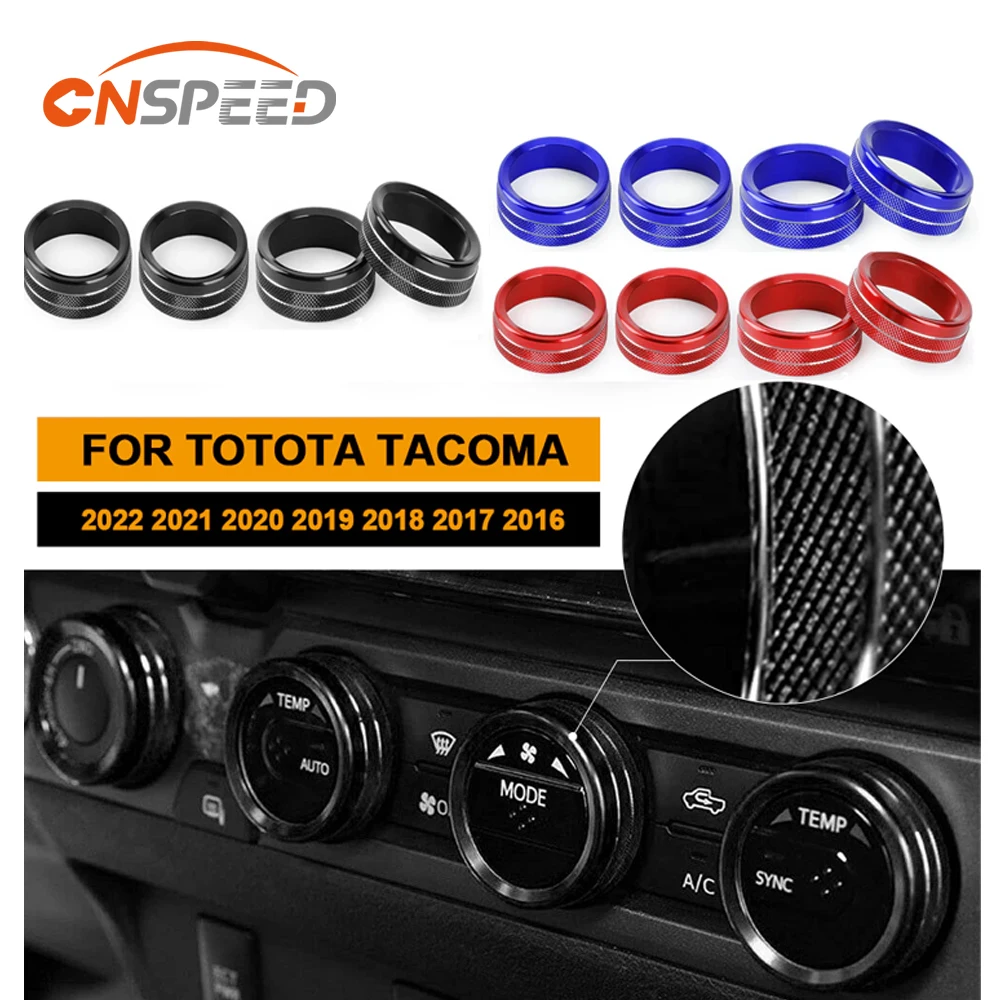 For Toyota Tacoma 2016-2021 Air Conditioner AC Switch Audio Function CD Button Knob Cover Circle Trim 4pcs/set