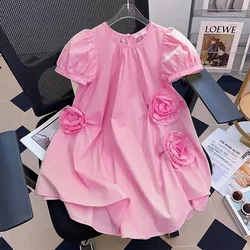 Summer Dress 2024 Summer New Little Girl Fashionable Leisure Princess Dress Children's Thin Dress Trend Kids Clothing