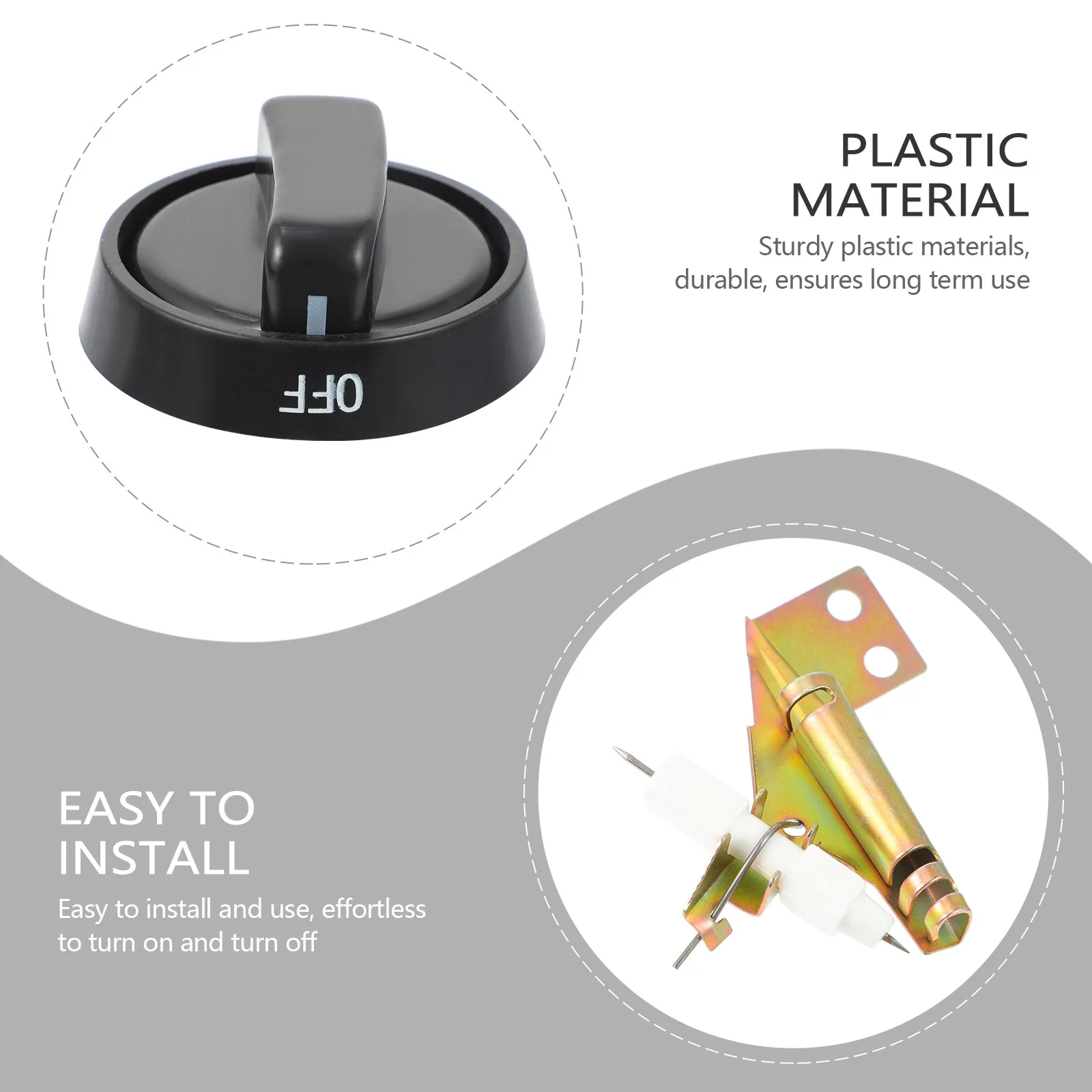 

5Pcs Stove Control Knobs Replacement Durable Plastic Gas Cooker Kitchen Accessories Black Easy Use Stove Knobs