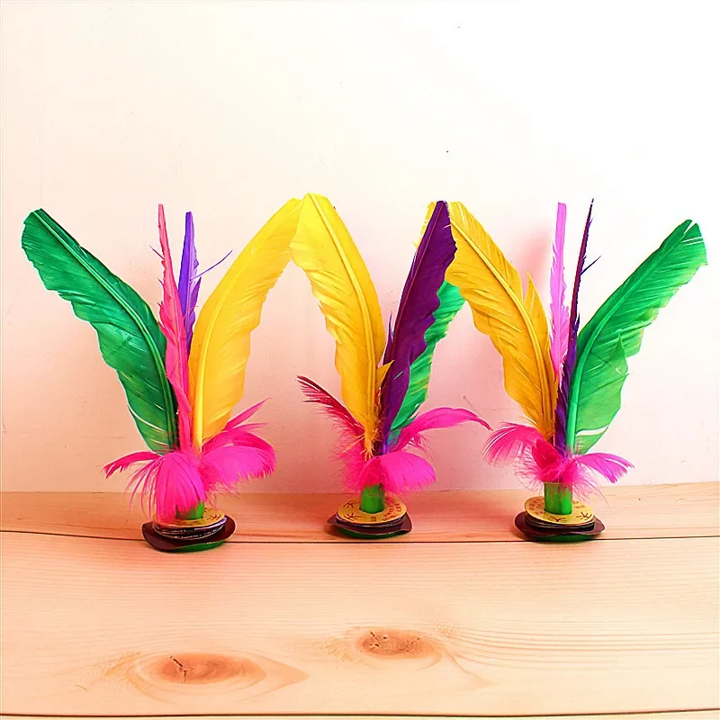 1pc China Traditional Jian Zi Balls Kick Shuttlecock Colorful Feathers Kick Shuttlecock for Outdoor Sports Physical Exercise