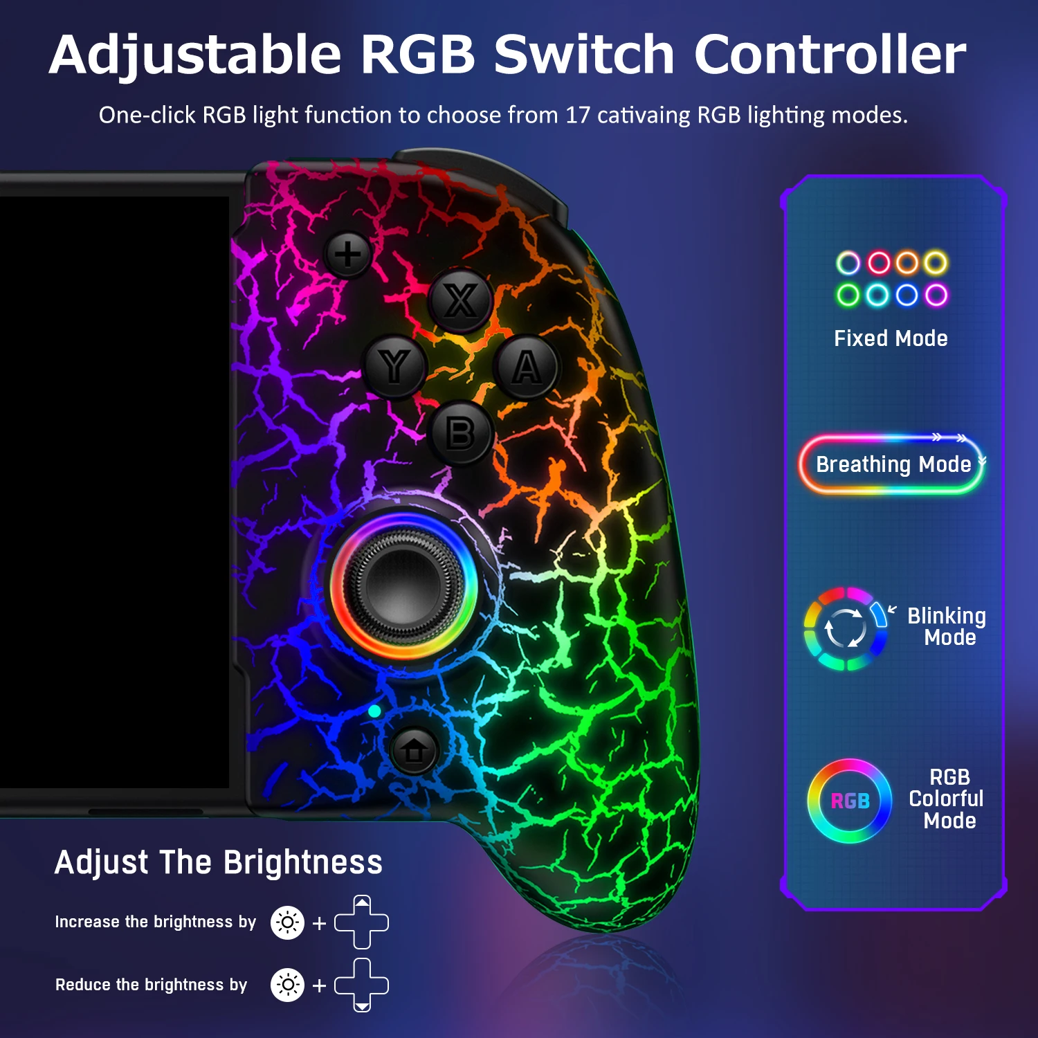RGB para Nintendo Switch/OLED Switch controlador inalámbrico Pro Joypad de una sola pieza con batería/RGB/Turbo/programación