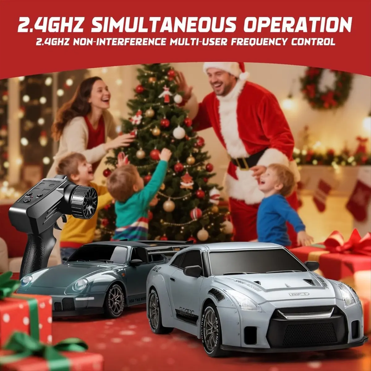 A26Z RC Drift Car 1:24 Scale Remote Control Car with LED Light 2.4GHz 20KM/H RC Car Drifting Tires Racing Sport Vehicle Toy B