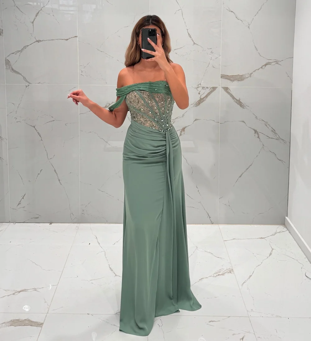 

Изысканное вечернее платье класса люкс на одно плечо с плиссировкой и стразами, длинное, на заказ, для особых случаев, с блестками