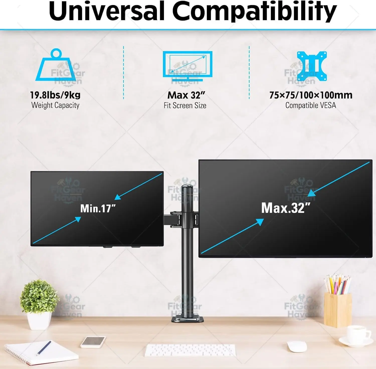 Full Dynamic Display Desktop Stand Fixture Dual Screen Display Stand
