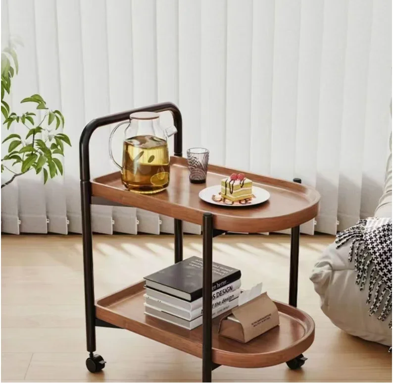 

-360° Rotatable Small Spaces Wooder Sofa Side Table With Metal Frame For Living Room Bedroom