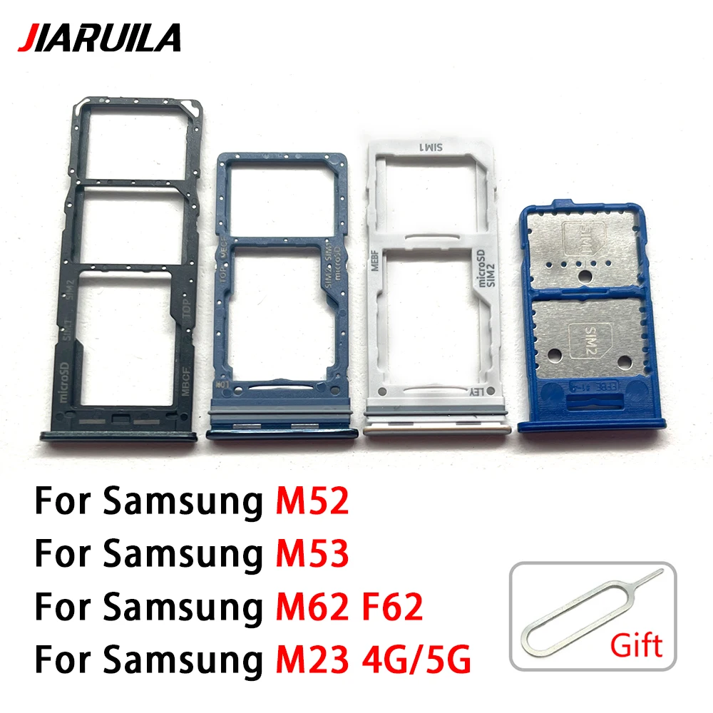 10 unids/lote nuevo para Samsung M23 M52 M53 M62 4G 5G soporte de bandeja Sim bandeja de tarjeta SIM soporte de ranura adaptador piezas de reparación de enchufe