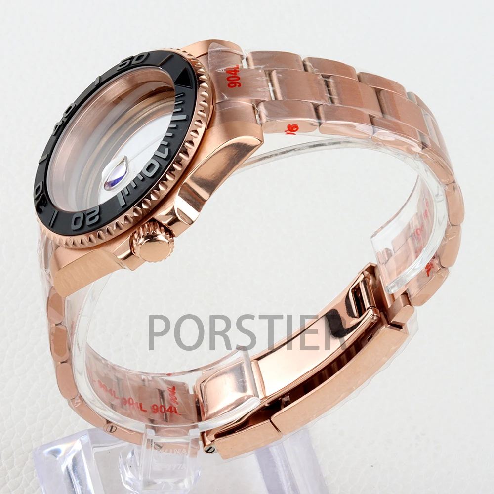40mm NH35 Case Rose Gold PVD With Oyster/Jubilee Bracelet Sapphire Glass Waterproof for NH34 NH35 NH36 NH38 movement Sub Case
