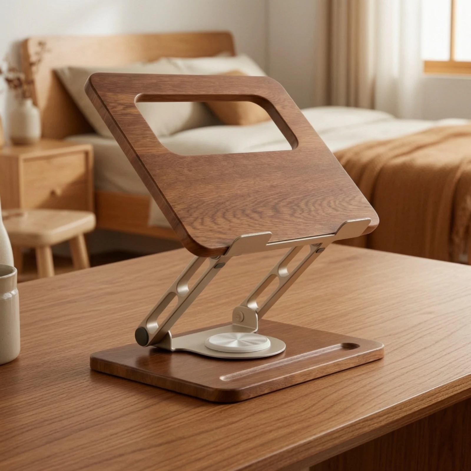 Laptop Stand Ergonomic Laptop Stand with Wooden Board Notebook Riser Stable Furniture Minimalist for Professionals, Office
